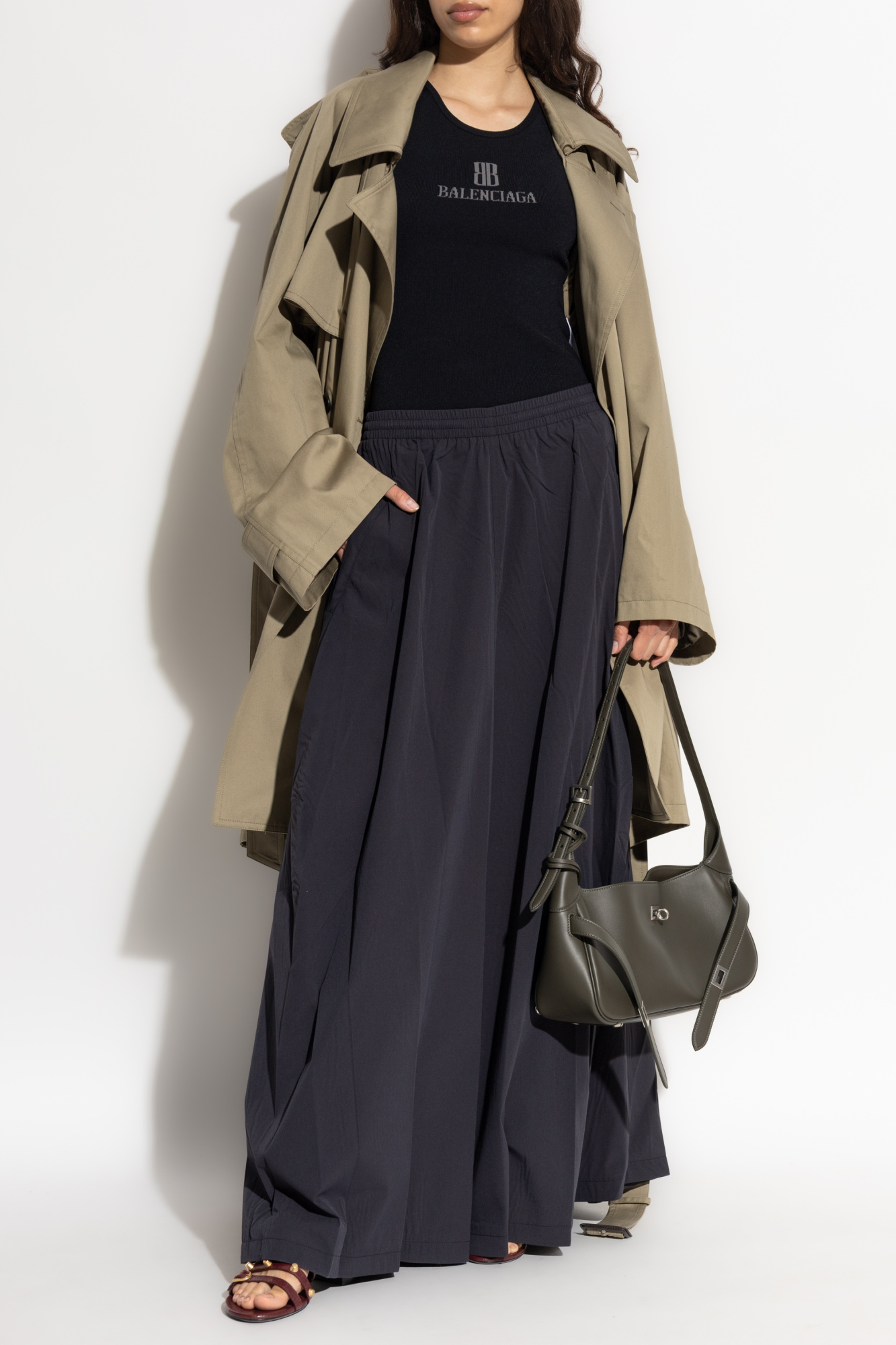 スカート Balenciaga Embroidered Wool Skirt Balenciaga Draped Pinstripe Wool Skirt Embroidery In Blue